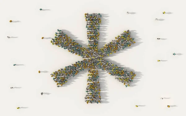 Large Group People Forming Asterisk Symbol Social Media Community Concept — Stock Photo, Image