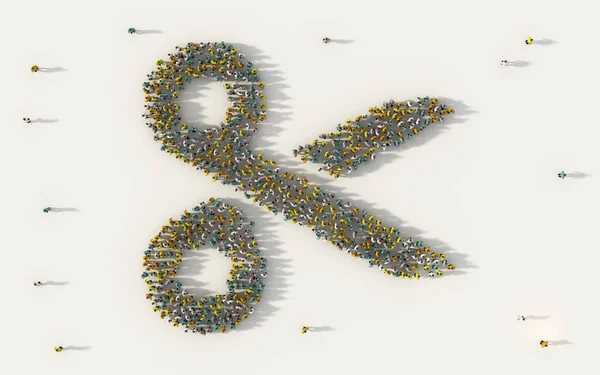 Велика Група Людей Формують Ножиці Символ Соціальних Мережах Концепції Спільноти — стокове фото