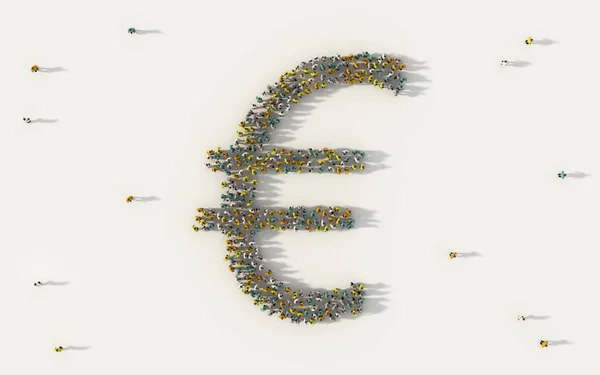 Grote Groep Mensen Vormen Eur Euro Geldsymbool Business Social Media — Stockfoto