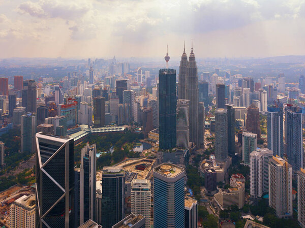 Aerial view of Kuala Lumpur Downtown, Malaysia. Financial distri