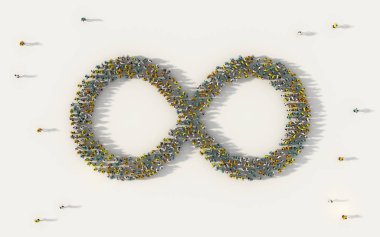 Large group of people forming infinity symbol in social media an clipart
