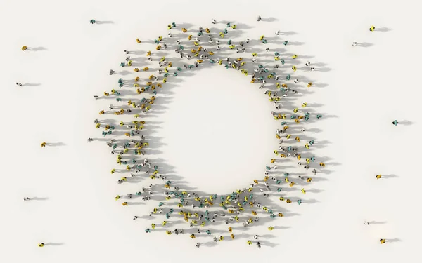 Большая группа людей, формирующих иконку геометрии круга с копиями — стоковое фото