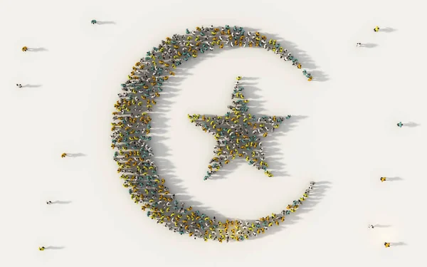 사회 m에 이슬람 이나 이슬람 상징을 형성 하는 사람들의 큰 그룹 — 스톡 사진