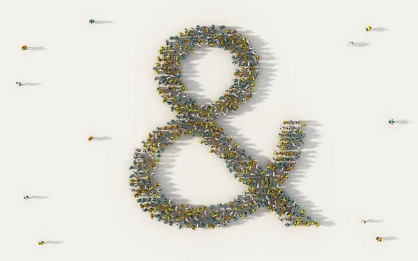 Grande grupo de pessoas formando & ou o símbolo ampersand em socia — Fotografia de Stock