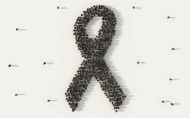 Rip cenaze Siyah Şerit simge oluşturan insanların büyük grup