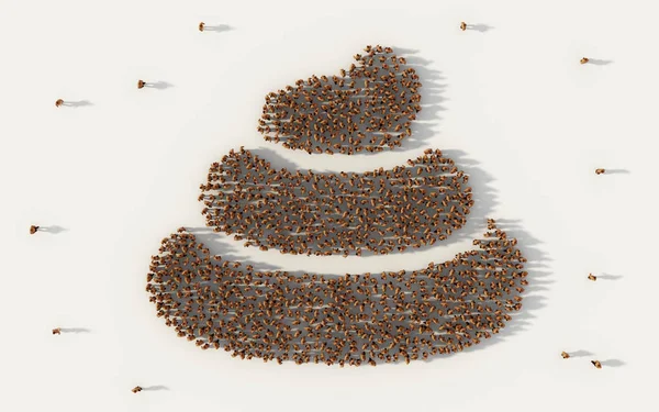 Large group of people forming poop or shit icon in social media — Stock Photo, Image