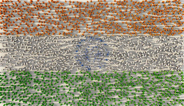Grande grupo de pessoas que formam a bandeira da Índia nas mídias sociais e com — Fotografia de Stock