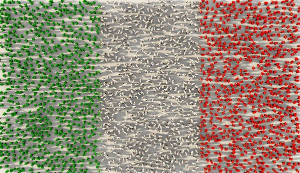 Large group of people forming Italy flag in social media and com