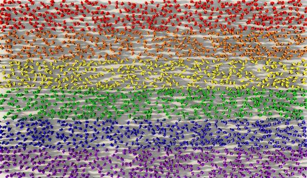 Gran grupo de personas que forman la bandera del orgullo sexual en la medicina social — Foto de Stock