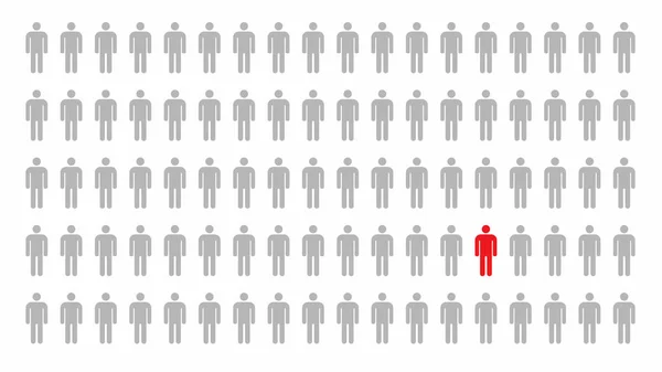 Röd person symbol stående i mängden av personer i business le — Stockfoto