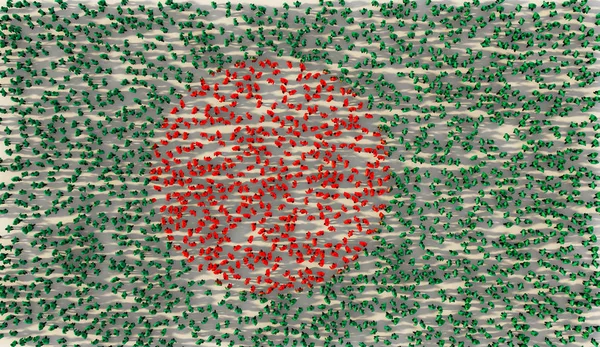 Grand groupe de personnes formant le drapeau national du Bangladesh dans le domaine social — Photo