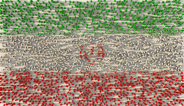 Velká skupina lidí tvořících Írán státní vlajka v sociálních médiích — Stock fotografie