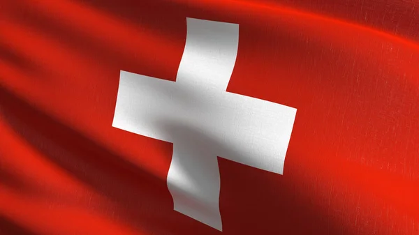 Svájc nemzeti zászló, fúj a szél, elszigetelt. Hivatalos — Stock Fotó