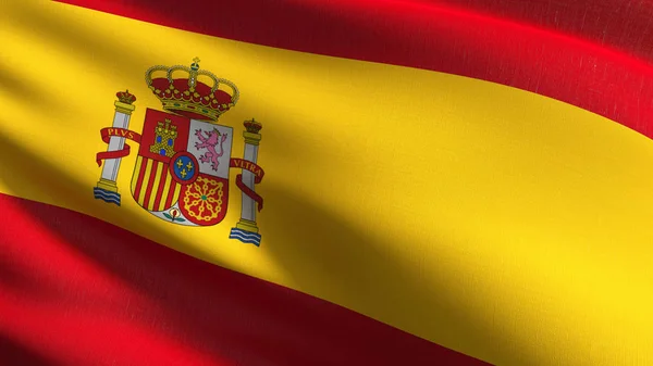 Bandera nacional de España soplando en el viento aislado. Patri oficial — Foto de Stock