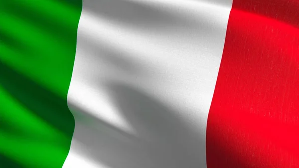 Italien flagga blåser i vinden isolerade. Officiella patri — Stockfoto