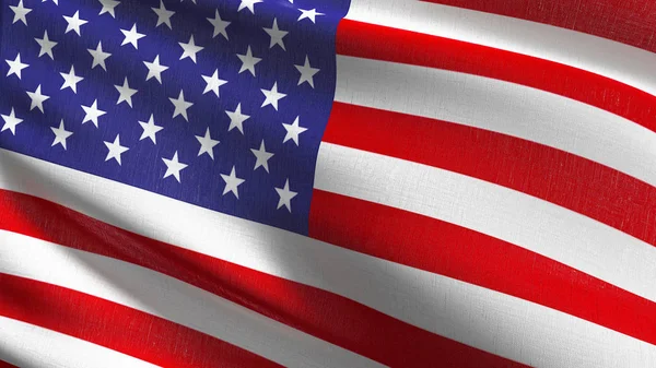 Bandeira nacional dos Estados Unidos da América soprando no vento isola — Fotografia de Stock