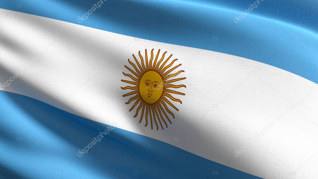 Argentina national flag blowing in the wind isolated. Official p