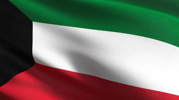Bandeira nacional do Kuwait soprando no vento isolado. Patr oficial — Fotografia de Stock