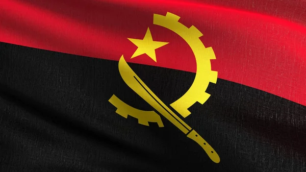 Bandeira nacional de Angola soprando no vento isolado. Patr oficial — Fotografia de Stock