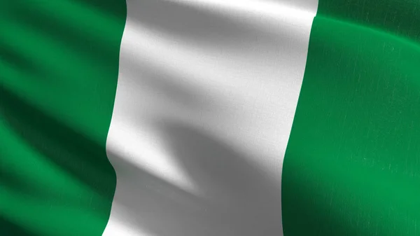 Nigeria national flag blowing in the wind isolated. Official pat — Stock Photo, Image