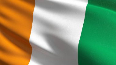 Fildişi Sahili veya Fildişi Sahili Milli bayrak rüzgarda