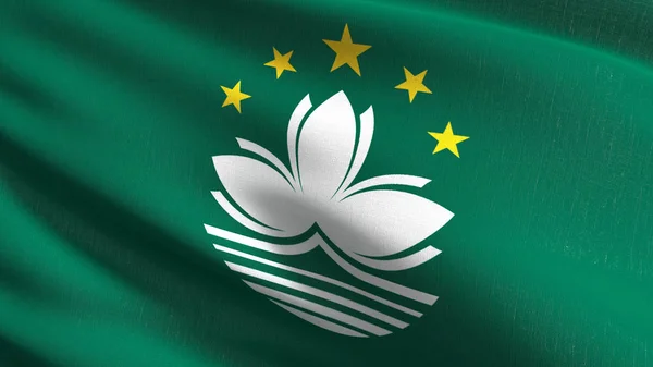 Bandeira nacional de Macau soprando no vento isolado. Patri oficial — Fotografia de Stock