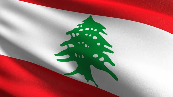Libanon nationella flaggan blåser i vinden isolerade. Officiella pat — Stockfoto