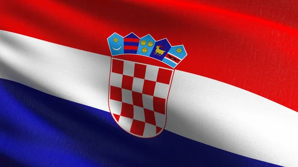Kroatië nationale vlag waait in de wind geïsoleerd. Officiële pat — Stockfoto