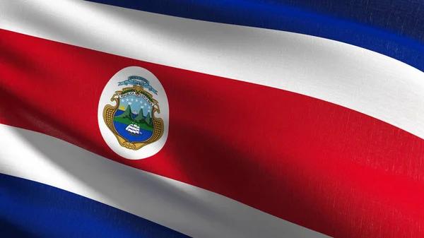 Kostarika státní vlajka vlající ve větru, samostatný. Oficiální — Stock fotografie