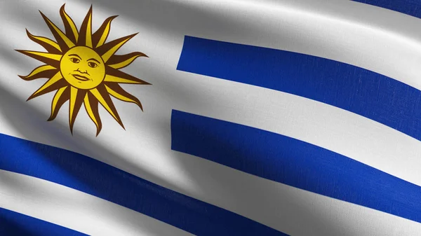Uruguay national flag blowing in the wind isolated. Official pat — Stock Photo, Image