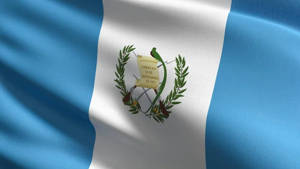 Flaga narodowa Gwatemali, wiejący wiatr na białym tle. Oficjalna p — Zdjęcie stockowe