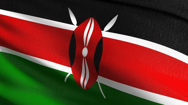 Kenya ulusal bayrak izole rüzgarda. Resmi patri — Stok fotoğraf