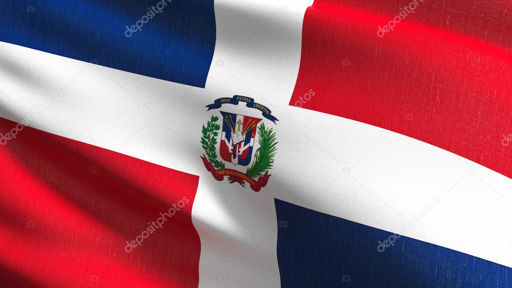 Dominican Republic national flag blowing in the wind isolated. O