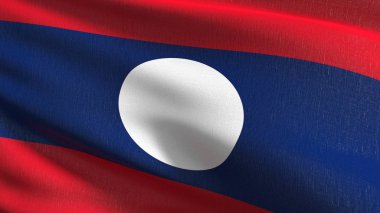 Laos ulusal bayrak izole rüzgarda. Resmi patrio