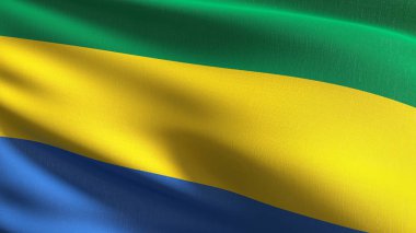 Gabon ulusal bayrak izole rüzgarda. Resmi patri