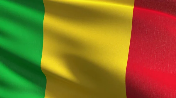 Drapeau national du Mali soufflant dans le vent isolé. Patrie officiel — Photo