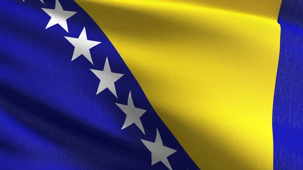 Bosnië en Herzegovina nationale vlag waait in de wind isoleren — Stockfoto