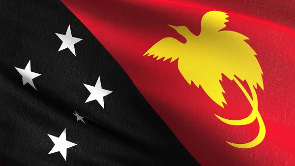 Papua New Guinea national flag blowing in the wind isolated. Off