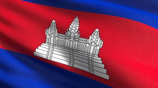 Bandeira nacional do Camboja soprando no vento isolado. Jornal Oficial — Fotografia de Stock