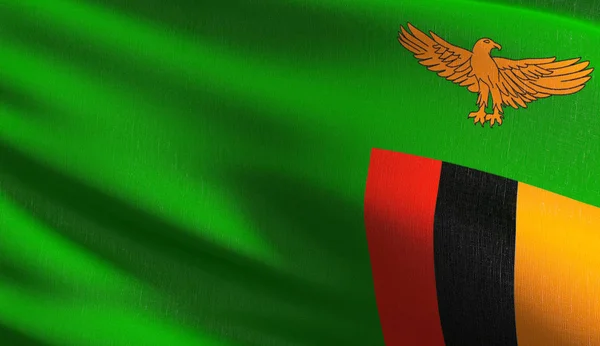 Zambia national flag blowing in the wind isolated. Official patr — Stock Photo, Image