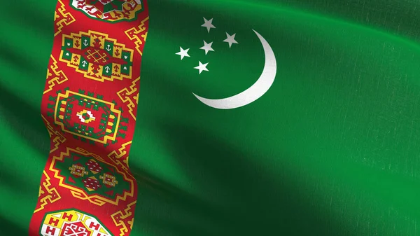 Turkmenistan nationella flaggan blåser i vinden isolerade. Officia — Stockfoto