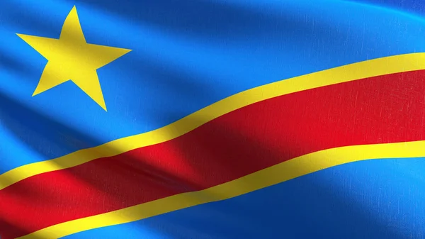 Demokratikus Köztársaság Kongói nemzeti lobogója fúj, a wi — Stock Fotó