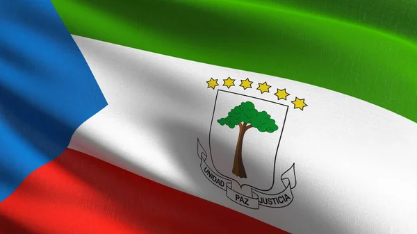 Equatorial Guinea national flag blowing in the wind isolated. Of — Stock Photo, Image