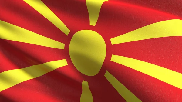 Macedonia national flag blowing in the wind isolated. Official p — Stock Photo, Image