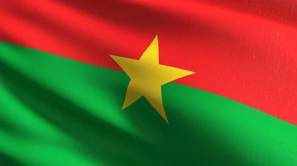 Drapeau national du Burkina Faso soufflant dans le vent isolé. Officiellement. — Photo