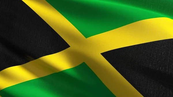 Jamaica vlag waait in de wind geïsoleerd. Officiële pat — Stockfoto