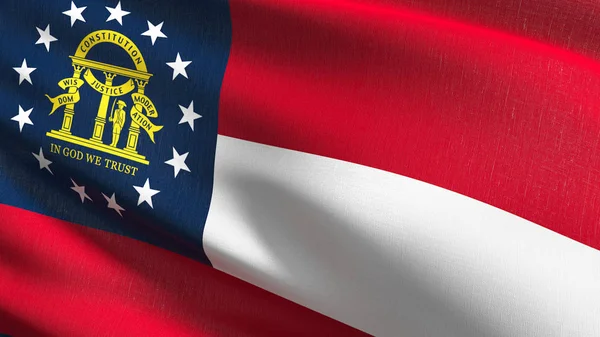 Georgia state flag in The United States of America, USA, blowing
