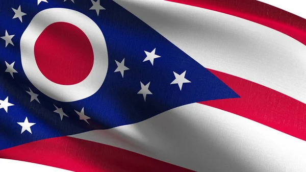 Ohio state flag in The United States of America, USA, blowing in