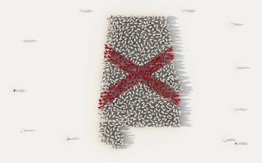 Alabama bayrak harita United Sta oluşturan insanların büyük grup