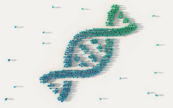 Large group of people forming DNA, helix model medicine symbol i — Stock Photo, Image